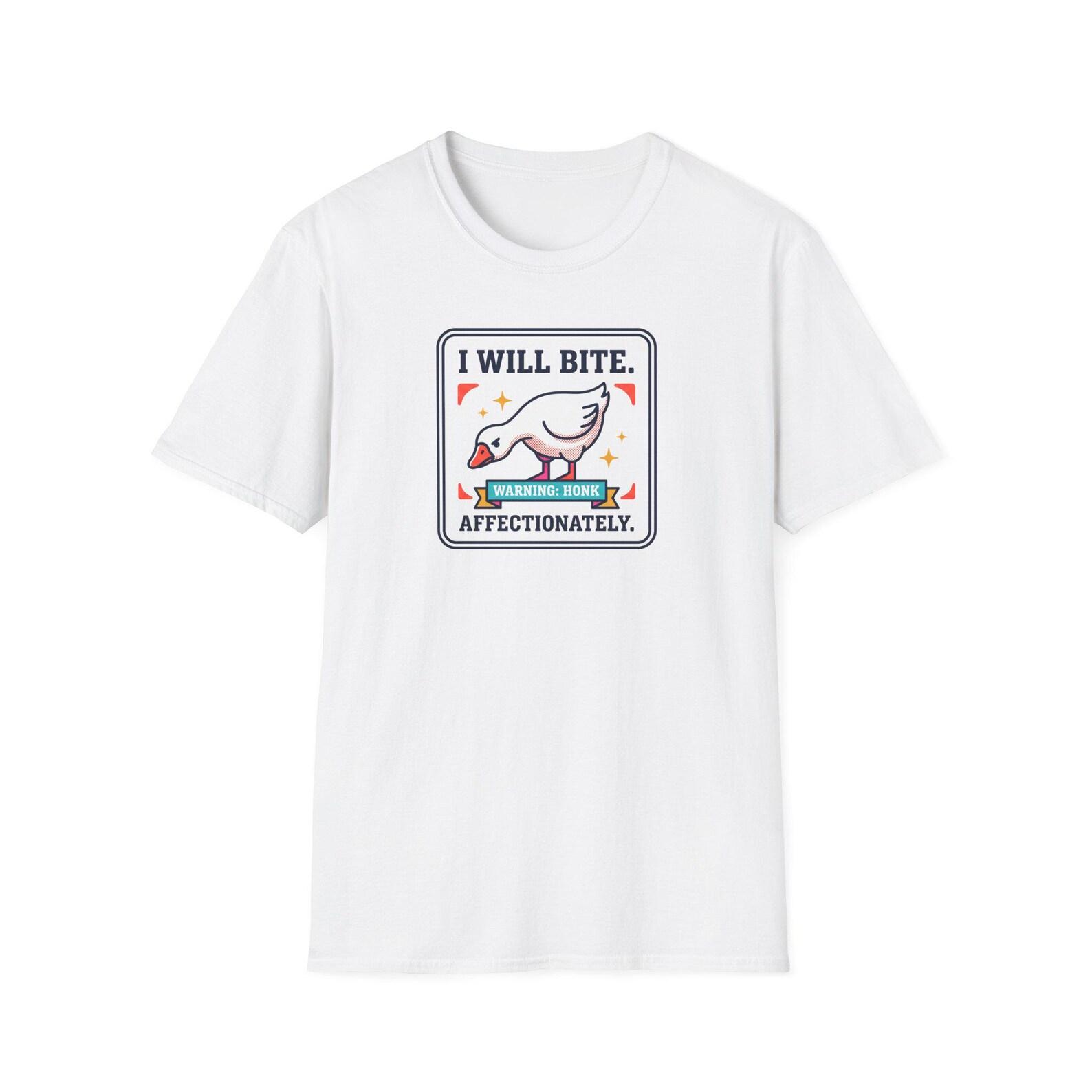 Funny Goose T-Shirt | I Will Bite Honking Goose Warning Graphic Tee | Funny Goose Lover Gift 3XL