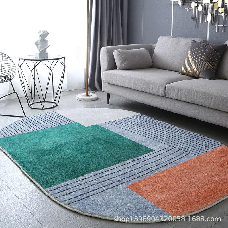 

Овальный ковер для гостиной, ковер под журнальный столик, ковер под диван, грязеотталкивающий ковер для спальни, напольный коврик 80 * 120cm