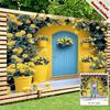 2D Yellow Rose Door Backdrop Bright Floral Wall Photography Background