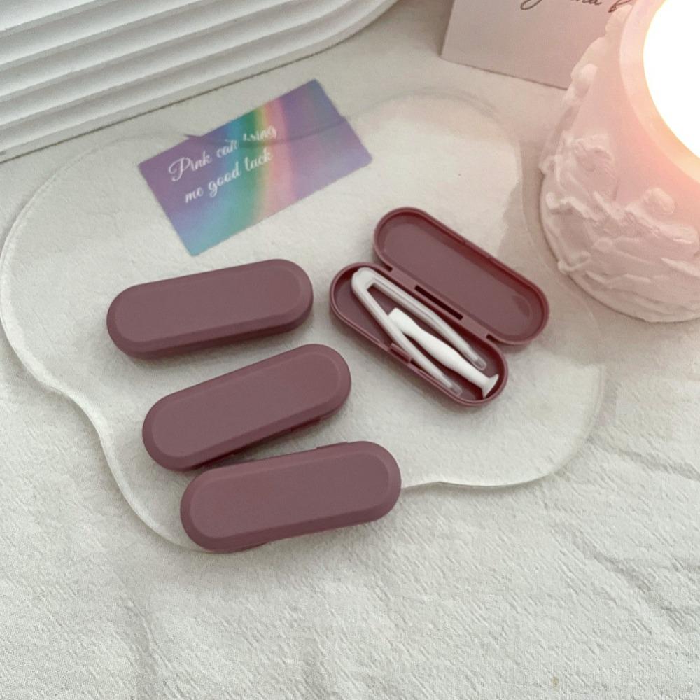 Candy Color Contact Lens Case Kit Portable Retro Contact Lens Inserter Frosted Finish with Tweezers and Suction Stick