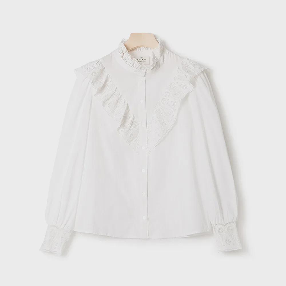SEZANE French Style Heavy Lace Casual Shirt