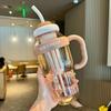 High-Capacity Sports Water Cup with Straw - Heat-Resistant Plastic, Portable Fitness Bottle