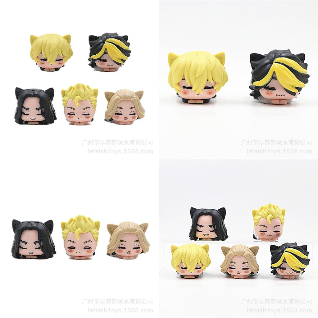 5-piece Tokyo Avenger Cat-ear Sleeping Handmade Pvc Figures Set