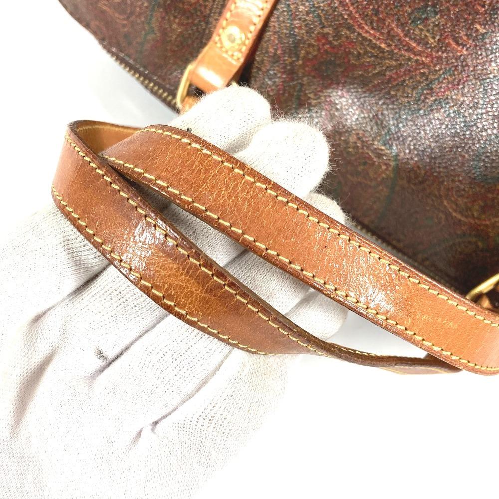 ETRO Paisley Pattern Bag Cylindrical Hand Bag PVC/Leather Brown