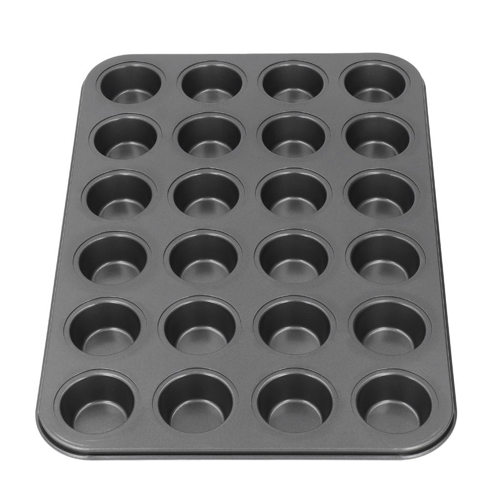 24 Cup Muffin Pan Nonstick Carbon Steel Small Round Pancake Cupcake Baking Tray for Home Kitchen