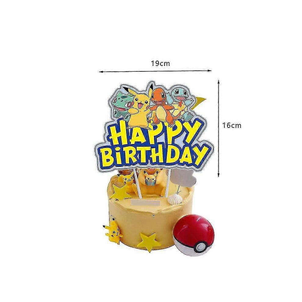 (1pcs Cake Topper) Birthday Decoration Boys Girls Pink Pikachu Paper Plate Cups Tableware Set Balloons Deco Kids Baby Shower Party Supplies 2025