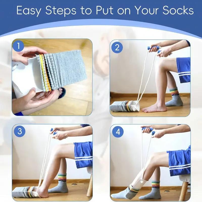 1/2pc Sock Auxiliary Device No bending Sock Aid Pregnant Elderly Pulling Assist Device Adjustable Cord Sock Helper Aid Tool