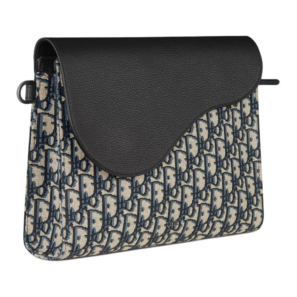 Dior Sattel Abnehmbarer Riemen Logo Baumwolle Und Leder Clutch Unisex Clutch Beige Schwarz 2ADCA540YKS-H27E
