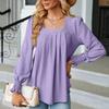 BITCED Autumn/Winter Women's Jacquard Pleated Square Collar Long Sleeve Dovetail Solid Color T-shirt Woman