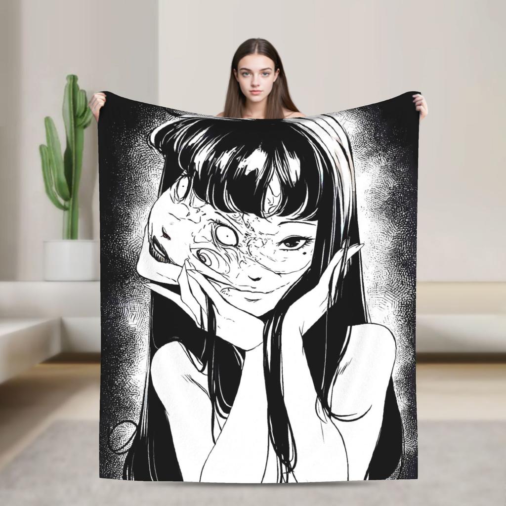 Tomie Junji Ito Blanket  Soft Fashion Plush Throw Blanket For Couch Chair Sofa Bed Travel Flannel Bedspread Bed Cover