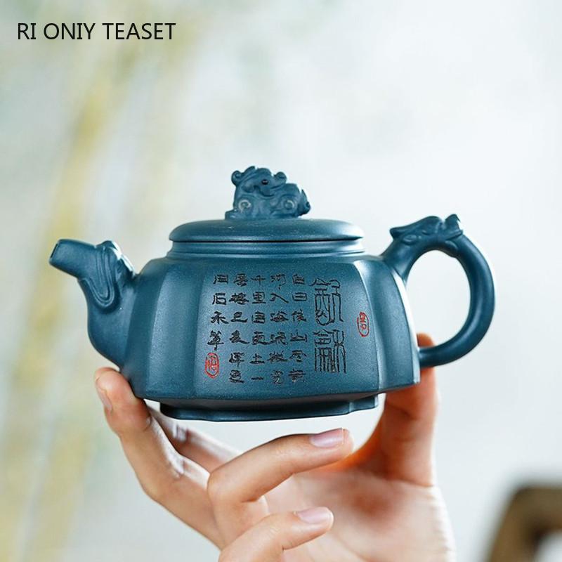 280ml Authentic Yixing Purple Clay Teapots Handmade Filter Beauty Tea Pot Raw Ore Azure Mud Zisha Kettle Customized Tea Set