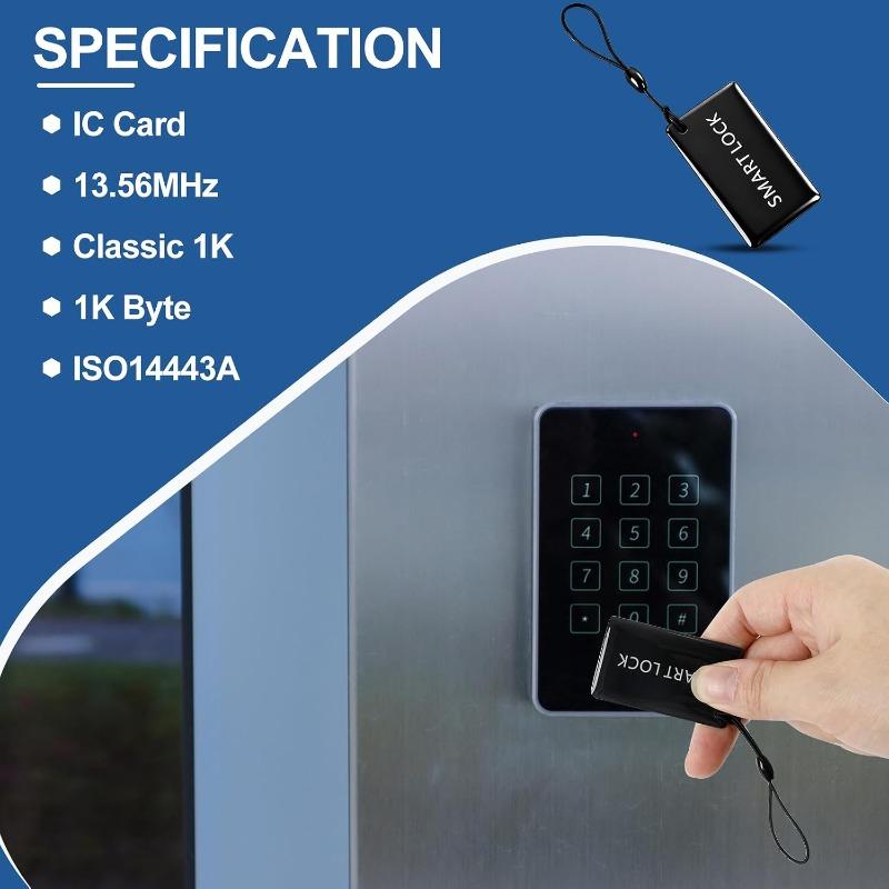 50 Pcs 13.56MHz RFID Key Fobs – Smart IC Cards for SMONET & TTLock App-Compatible Door Locks – Keyless Entry Access Tags, 5x3cm with Lanyard for