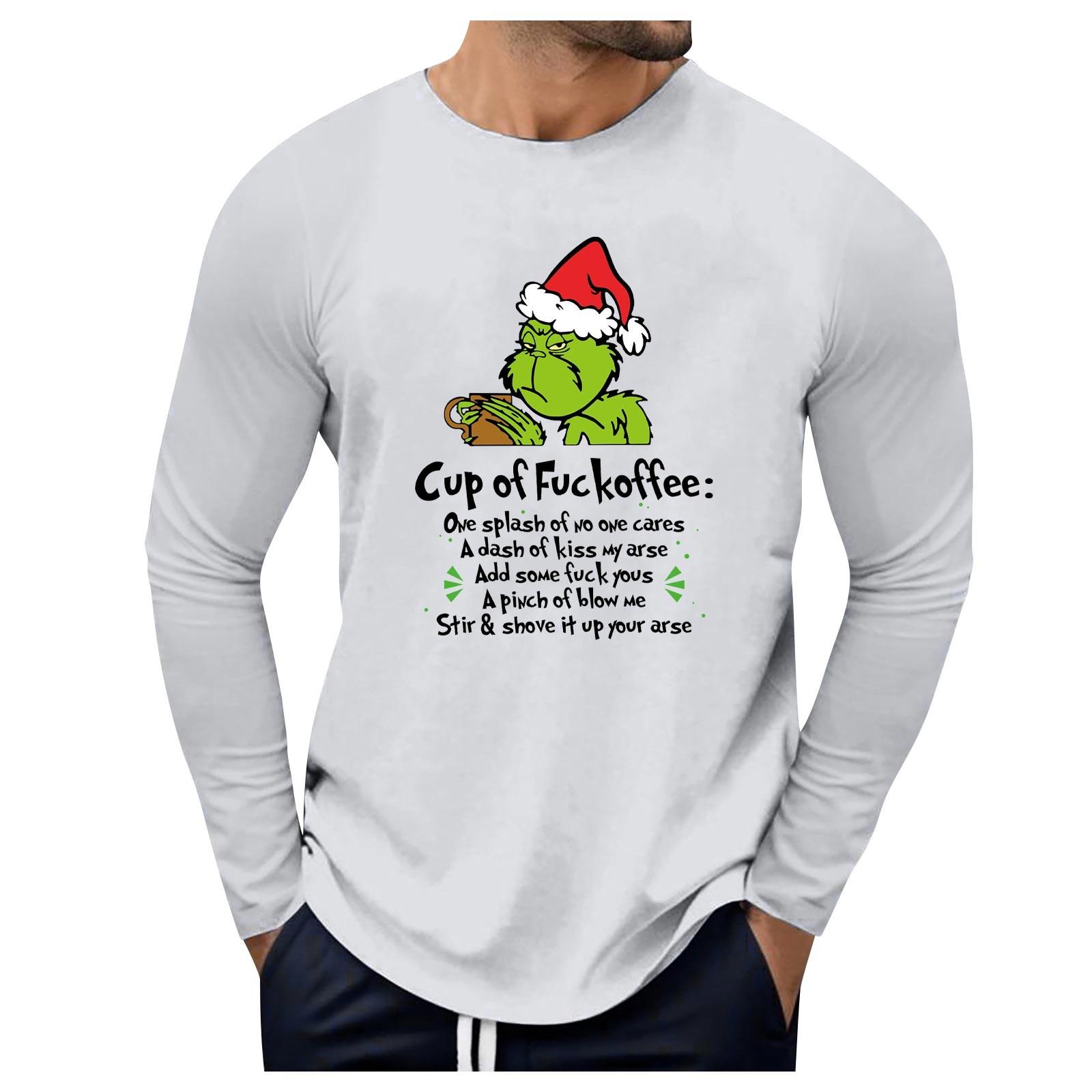 

Men s Round Neck Long Sleeve Loose Winter Tops Fashion T-Shirt Pattern Creative Letters Retro Print Street Sports Casual Tops XL