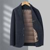 Autumn and winter wool coat men's fashion suit collar single-breasted down lining woolen business casual coat