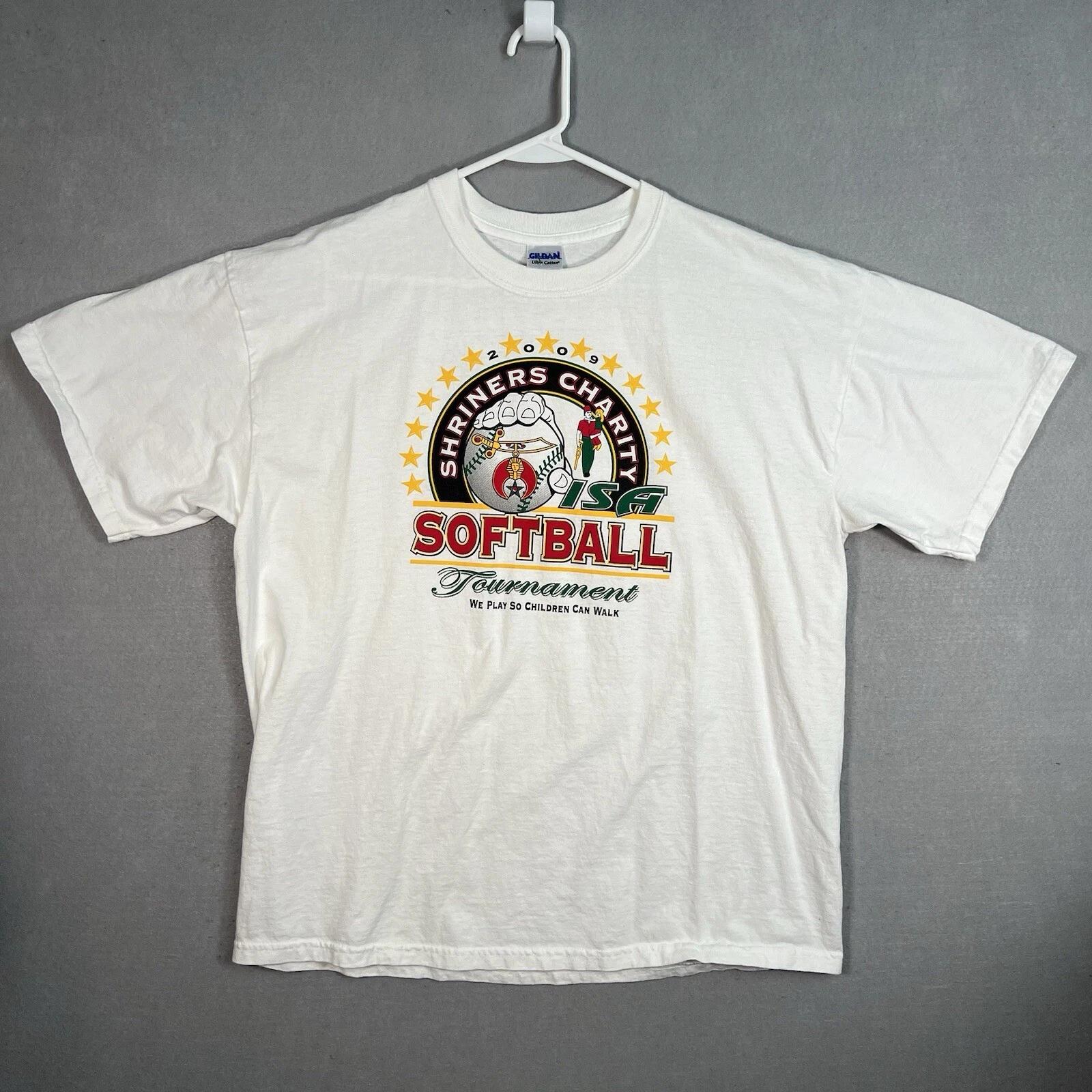 2009 Shriners Charity Softball Tournament T Shirt Adult XL White Mens 2XL