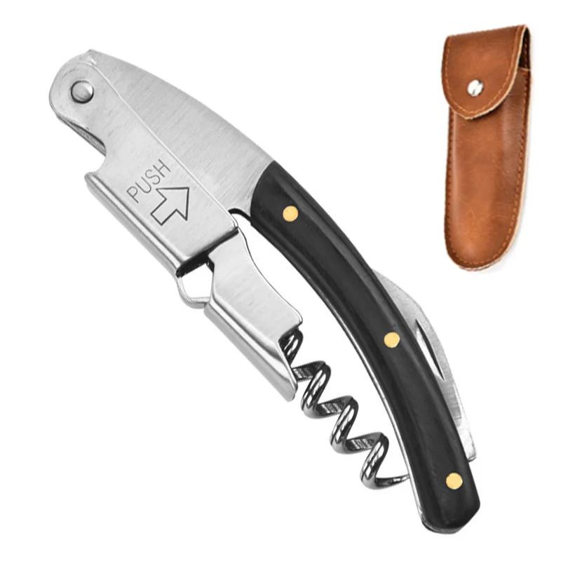 Wood Handle Corkscrew Professional Wine Opener Portable Screw Corkscrew Multifunction Beer Cap Bottle Opener Kitchen Bar Tool