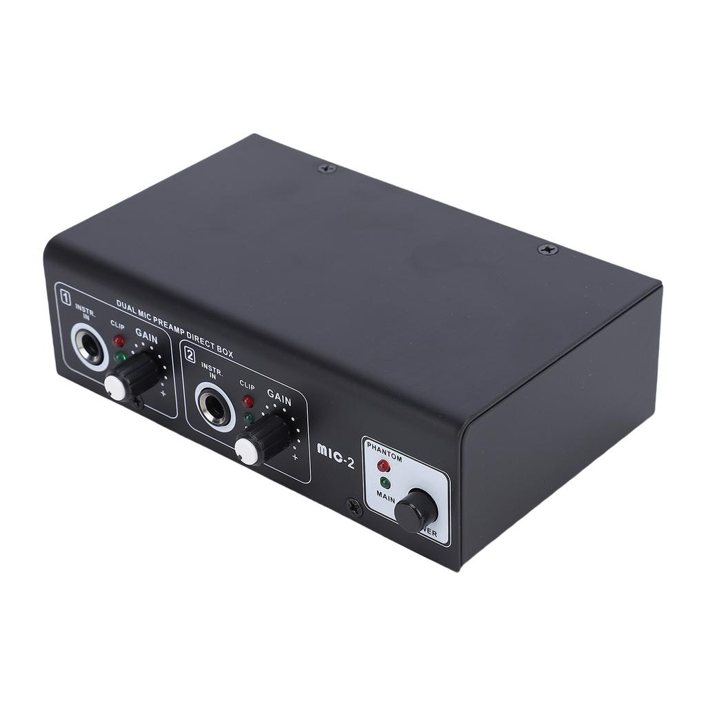 2-Kanal Mikrofonvorverstärker Mikrofonvorverstärker XLR-Eingänge Phantomspeisung Metallgehäuse für Aufnahmen Live-Auftritte US