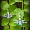 1 Pair Women Earrings Dragonfly Rhinestone Jewelry Vintage Animal Hook Earrings for Wedding