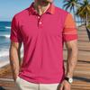 Men's Loose Fit Casual Polo Shirt Camouflage Pattern Color Block Short Sleeve Button Collar Top for Everyday Wear