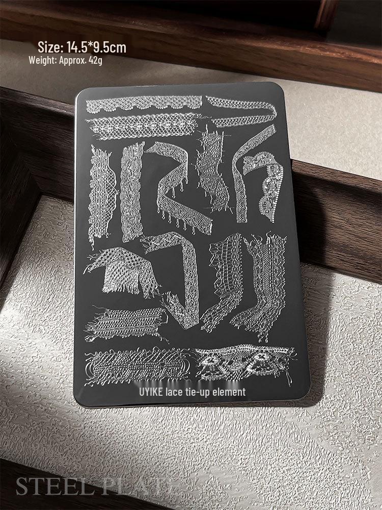 Nail Art Stamping Plates - Star, Polka Dot, Lines, Grid Lace Textures