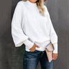 Winter Women's Solid Mock Neck Sweater, Loose Long Sleeve Knit Top