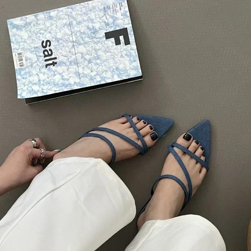 2024 Summer Fashion Sexy Open Toe Rome Slippers Flat Casual Beach Shoes Designer Sandalias De Mujer Zapatos Mujer Mules Footwear