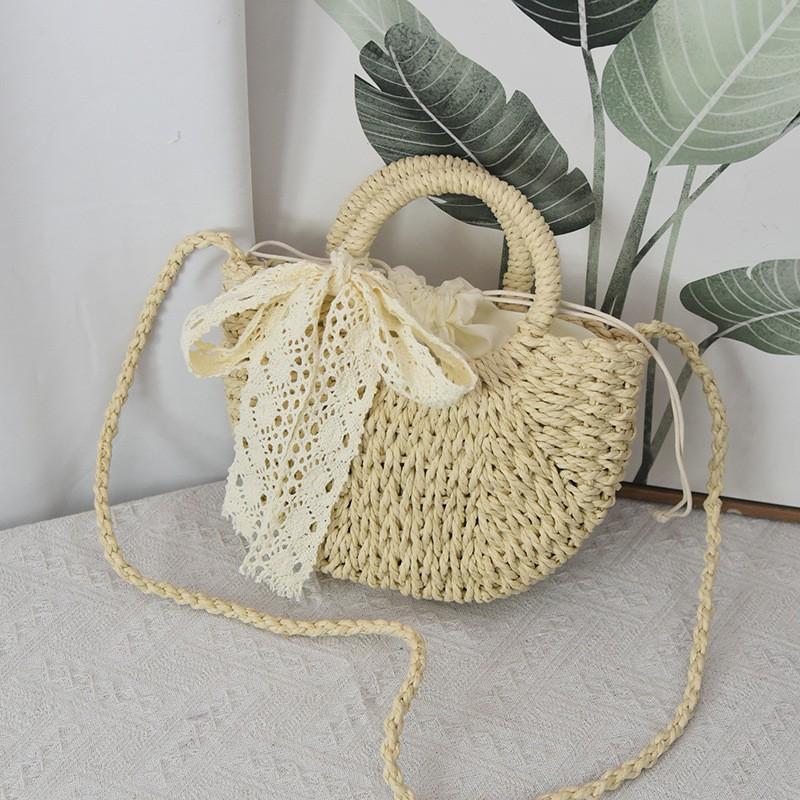 New vegetable basket bag women's fashion niche hand-woven one-shoulder crossbody rattan braided souvenir straw braided bag