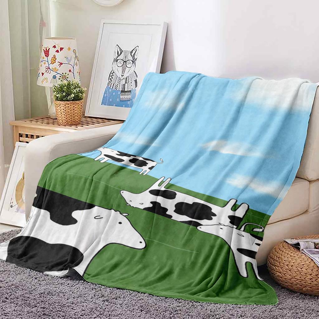 Cartoon Cheerful Little Sheep Flannel Blanket, Nap Blanket Warm Cozy Soft Throw Blanket For Couch Bed Sofa