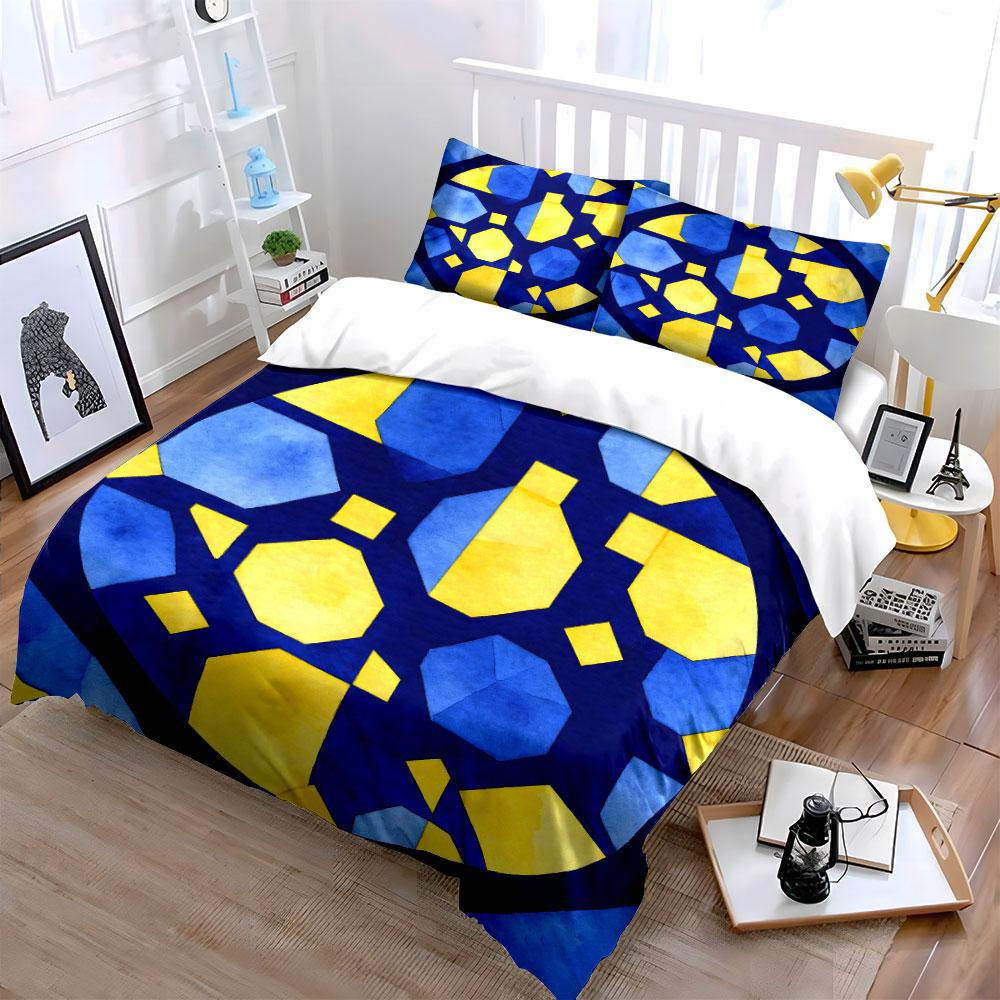 Abstract Geometric Pattern Home Decor Soft Comfortable Duvet Cover Bedding Set Included 1*Duvet Cover & 2*Pillowcases, Gift
