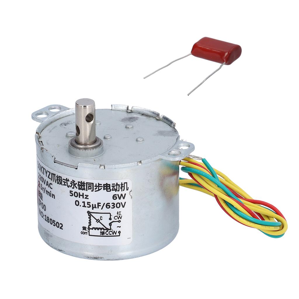 Gear Motor Low Speed Synchronous Electric Machinery Parts with Capacitor AC220V 6W 2.5r Min