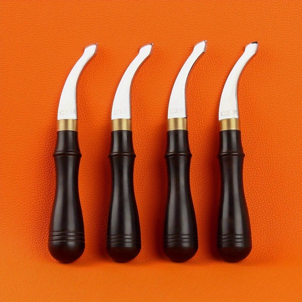 1 buc. Dispozitiv de biguit margini din piele, cu mâner din lemn, dispozitiv de tăiat piele cu slot superficial, trimmer pentru canelare și biguire, biguitor pentru margini din piele