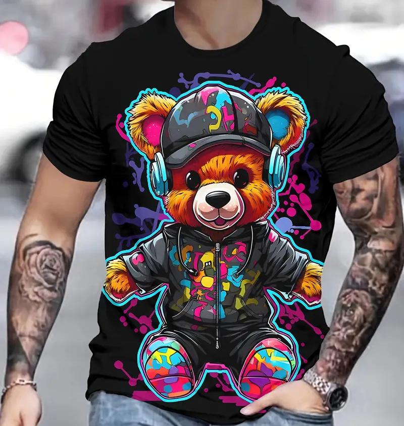 

Summer Men s 3D Printed Bear T-Shirt Short Sleeve Breathable Outdoor Hundred Large Oversize Loose Men s Short Sleeve Tops Tees 6XL