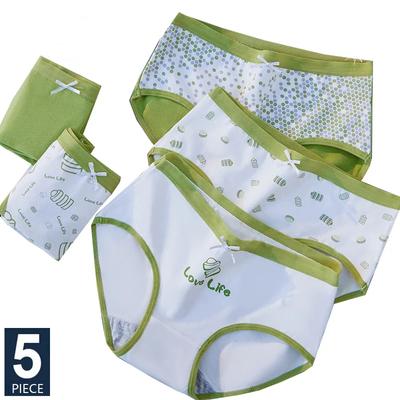5Pcs frauen Baumwolle Höschen Atmungsaktive Unterwäsche Mode Druck Mädchen Briefs Sexy Low-Rise Damen Unterhosen Weibliche Dessous