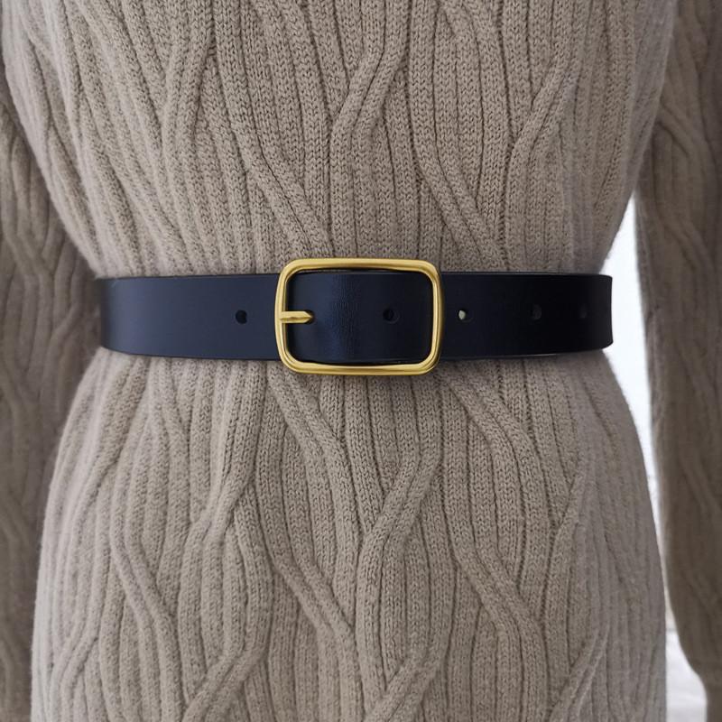 Style Pure Leather Belt For Women With Metal Pin Buckle For Jeans And Pants