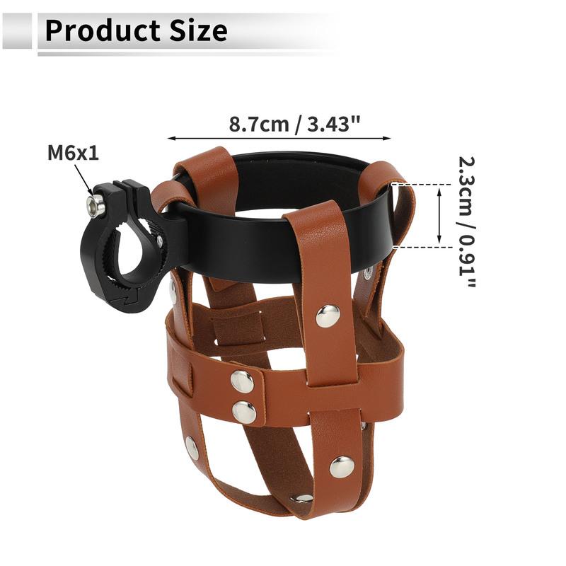 Motoforti Universal Motorcycle Bike Drink Holder Motorbike Bicycle Water Bottle Cup Holder Screw Brown Black PU Aluminum Alloy