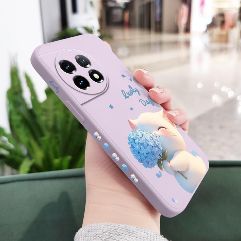 

Blue Silk Cat Phone Case For Oneplus 13 13R 12 12R 11 11R 10 10R 10T 9R 9RT 9 8T 8 7 7T Pro 5G Liquid Silicone Cover OnePlus 13R 5G светло-фиолетовый