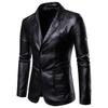 Autumn and winter new men's slim-fitting versatile PU small suit men's suit collar leather jacket men's jacket