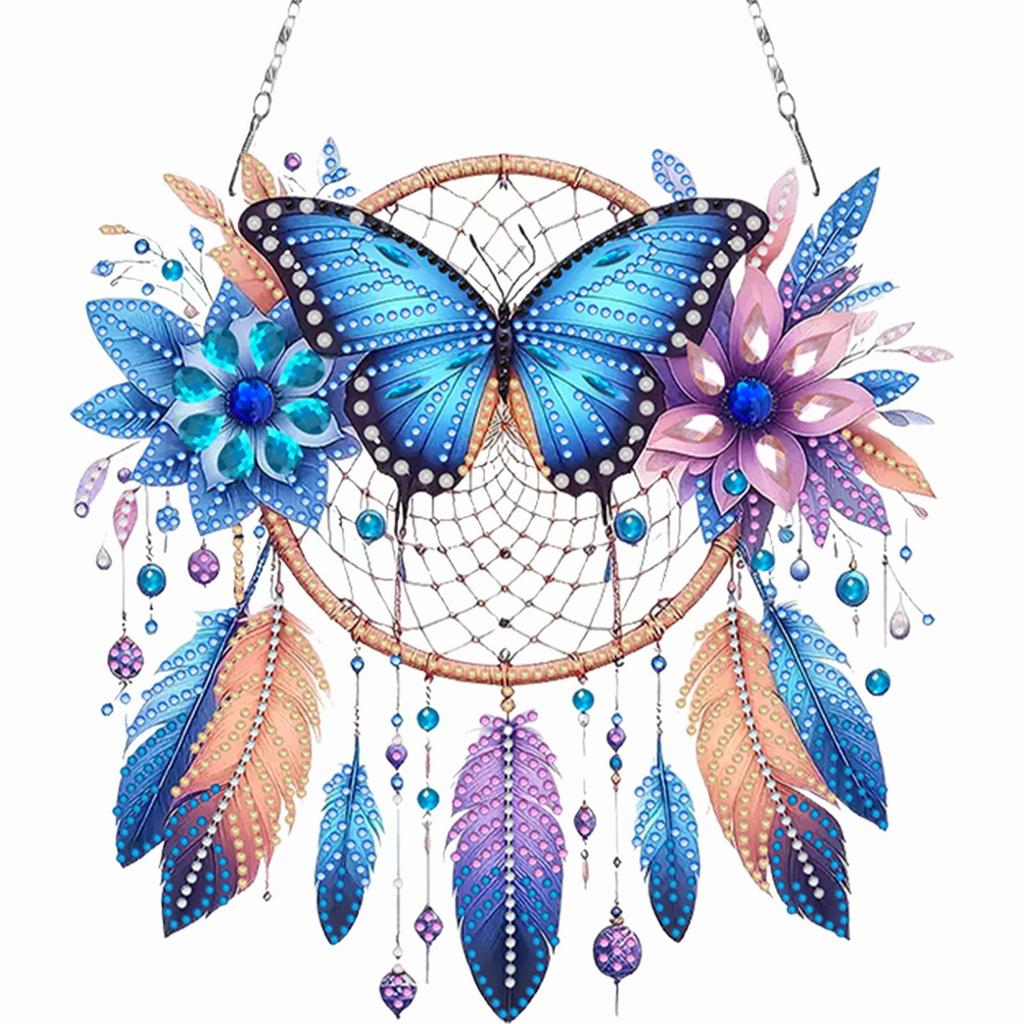 Animal Dream Catcher DIY Diamond Art Pendant Kit Diamond Painting Ornaments Diamond Painting Hanging Pendant for Wall Window