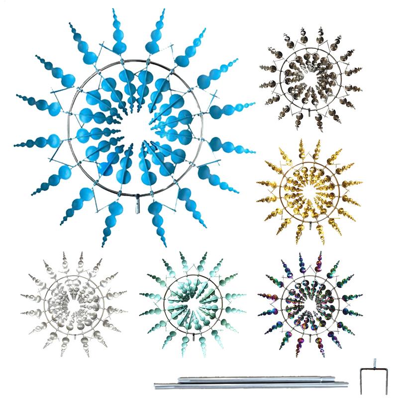 Unique And Magic Metal Windmill Kinetics Art Windcar 3D Wind Powered Kinetics Sculpture Creative 360-degree Rotating Windmill