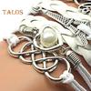 Braided Wrap Layered Faux Leather Bracelet Retro Multilayer Hearts Tower Cord Braided Wristband for Men Women
