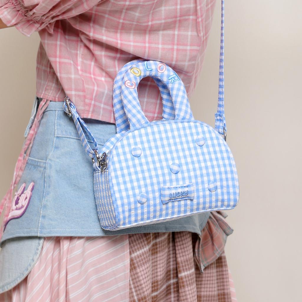 Handheld Small Bag - Exquisite Women's Casual Tote Bag with Shoulder Strap, Korean-style Checkered Bag
