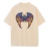 Summer T Shirt Baggy Style Pure Cotton Breathable Print Black Bat Stained Glass Heavy Comfort Drop Shoulder Mens Womens Tops
