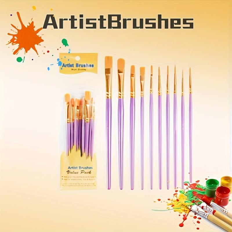 Vibrant Nylon Bristle Paint Brush Set with Durable Plastic Handles - Perfect for Oil, Watercolor, and Gouache Artworks - Multicolor Selection