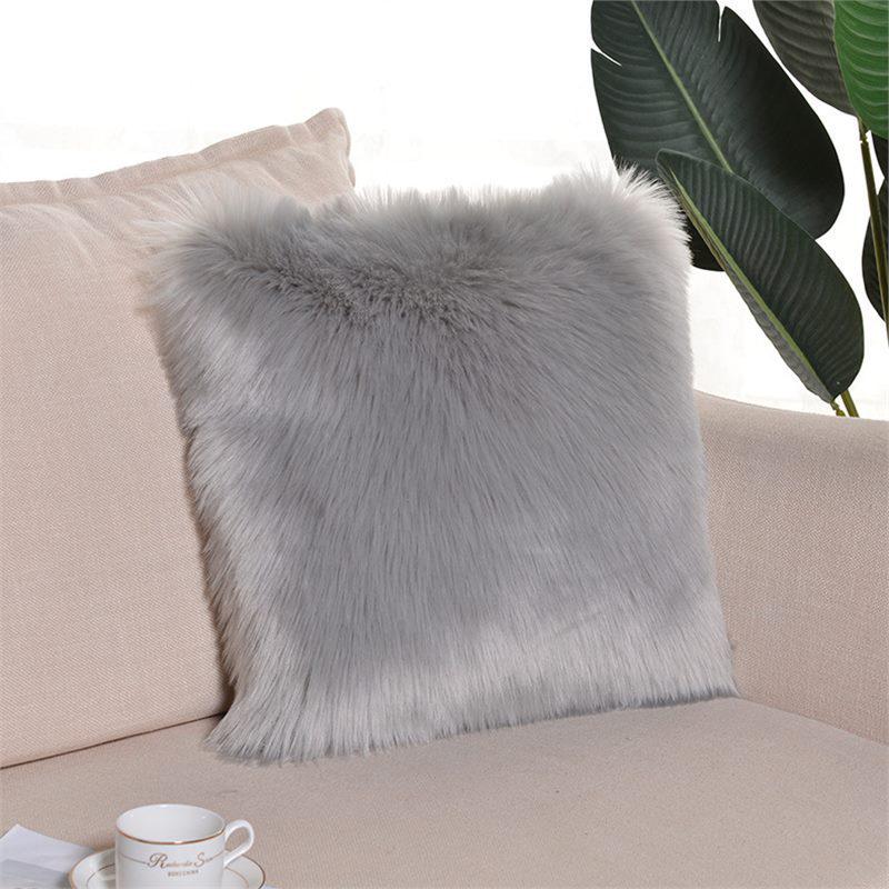 Cuscino Decorativo in Acrilico a Pelo Lungo Stile Invernale - Cuscino Lombare e Schienale Anti-Pilling