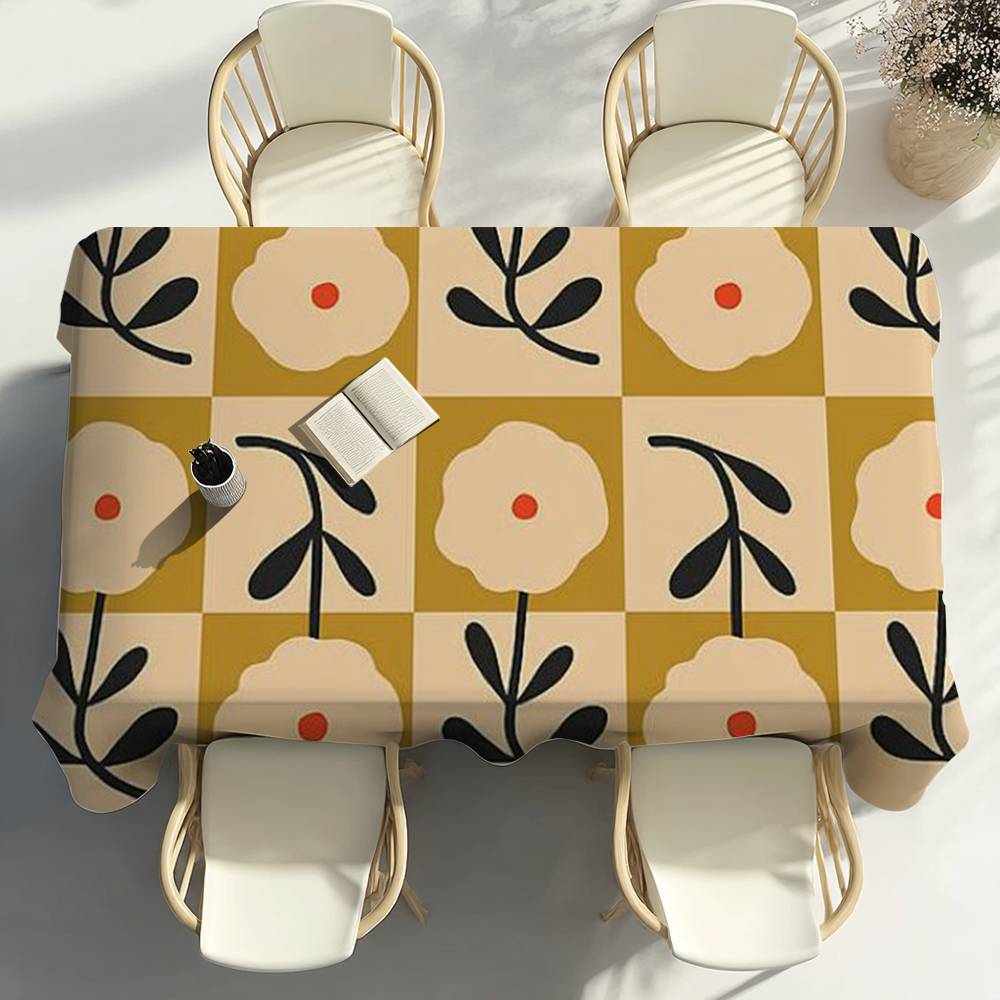 O-Orla Kiely Flower Party Decor Dining Room Home Kitchen Patios Waterproof Stain-Proof Table Cloth