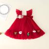 Christmas Kids Dress Girls Tutu Dress Sleeveless Tulle Princess Dress with Plush Bow Baby Party Dress