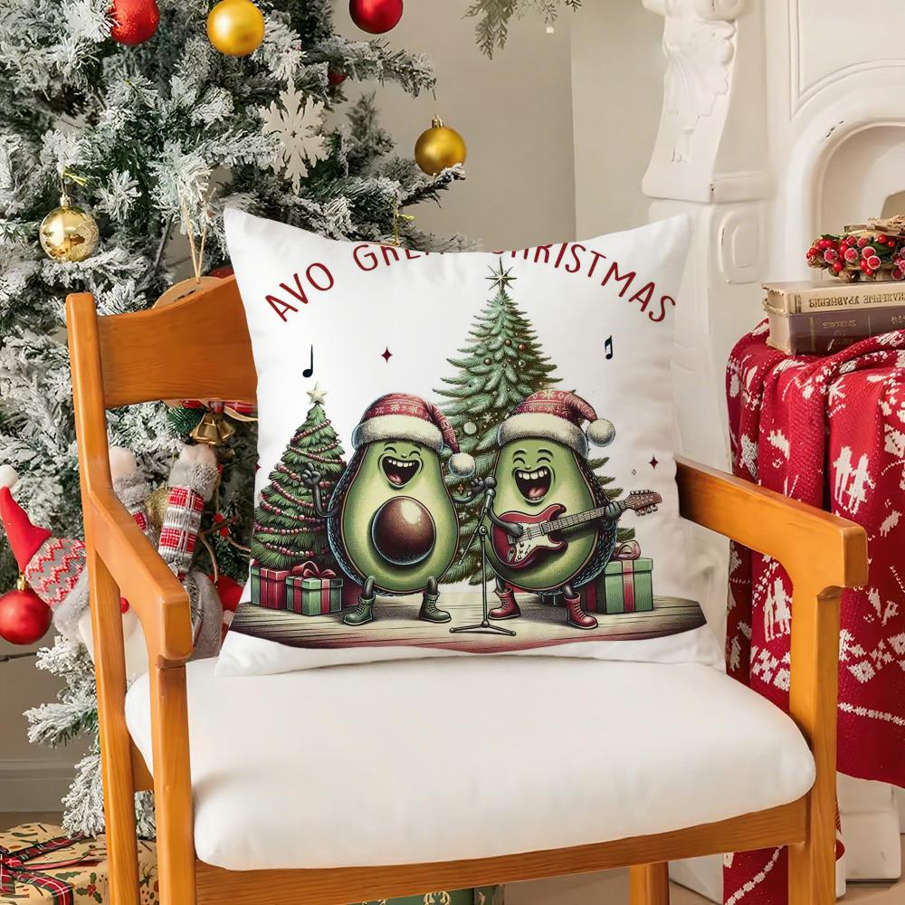Christmas Animals Pillow Case Silky Short Plush with Invisible Zipper Dustproof Sofa Cushion Cover for Home Decor