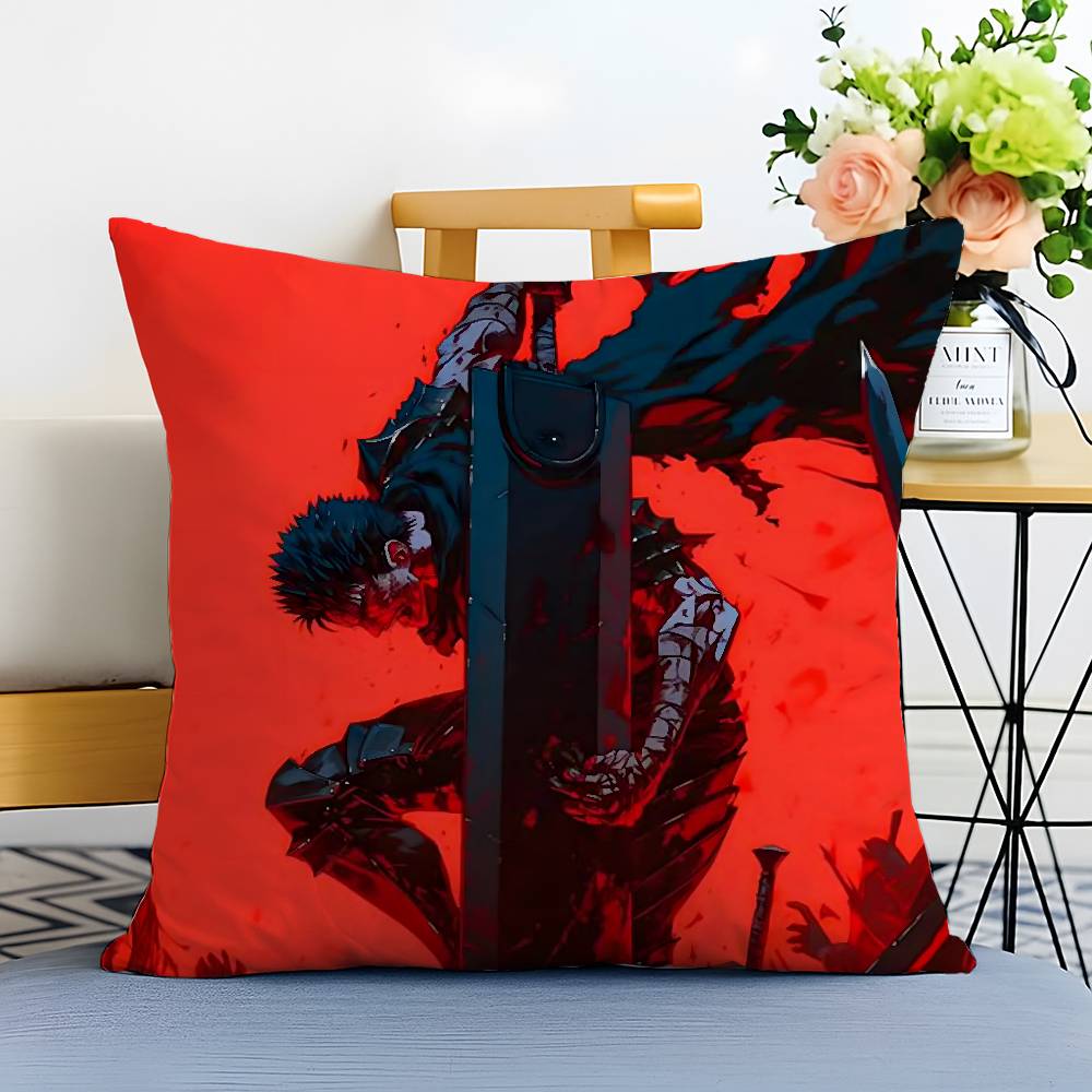 

Горячая Классическая Аниме наволочка Берсерк с кровью Защита от пылевых клещей Наволочка Невидимая молния Шелковистый короткий плюш Чехол для диванной подушки 12x12Inch