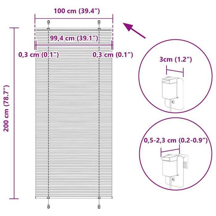 VidaXL Store plissé bleu 100x200 cm largeur du tissu 99,4 cm polyester, store plissé de fenêtre, store accordéon, store 4015211