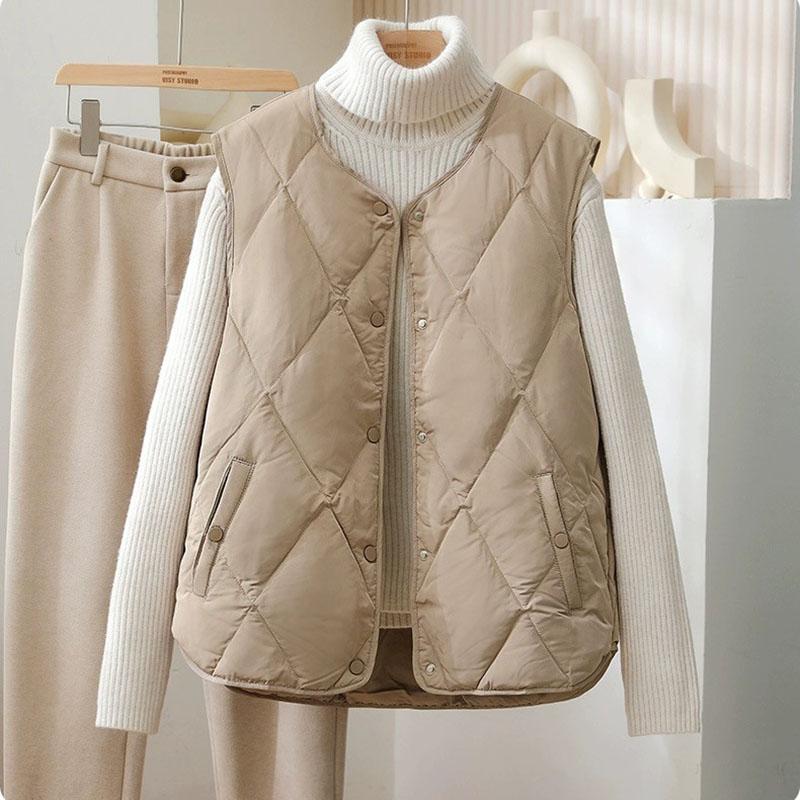 Female Loose Puffer Sleeveless Jacket Autumn Ladies Waistcoat Women Fashion Thin Down Cotton Vest Coat